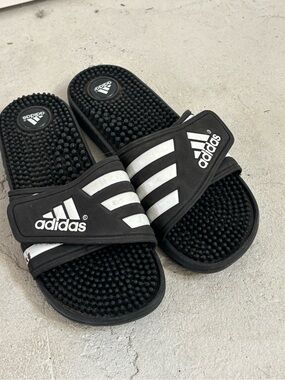 adidas Black & White Massage Slide Sandals